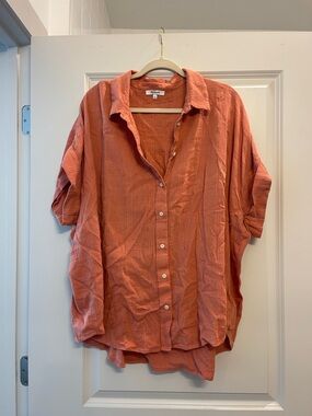 Madewell Lightweight Button-Up Shirt in Terracotta